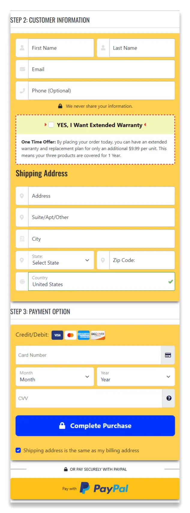 GingerFit-Checkout-Seite